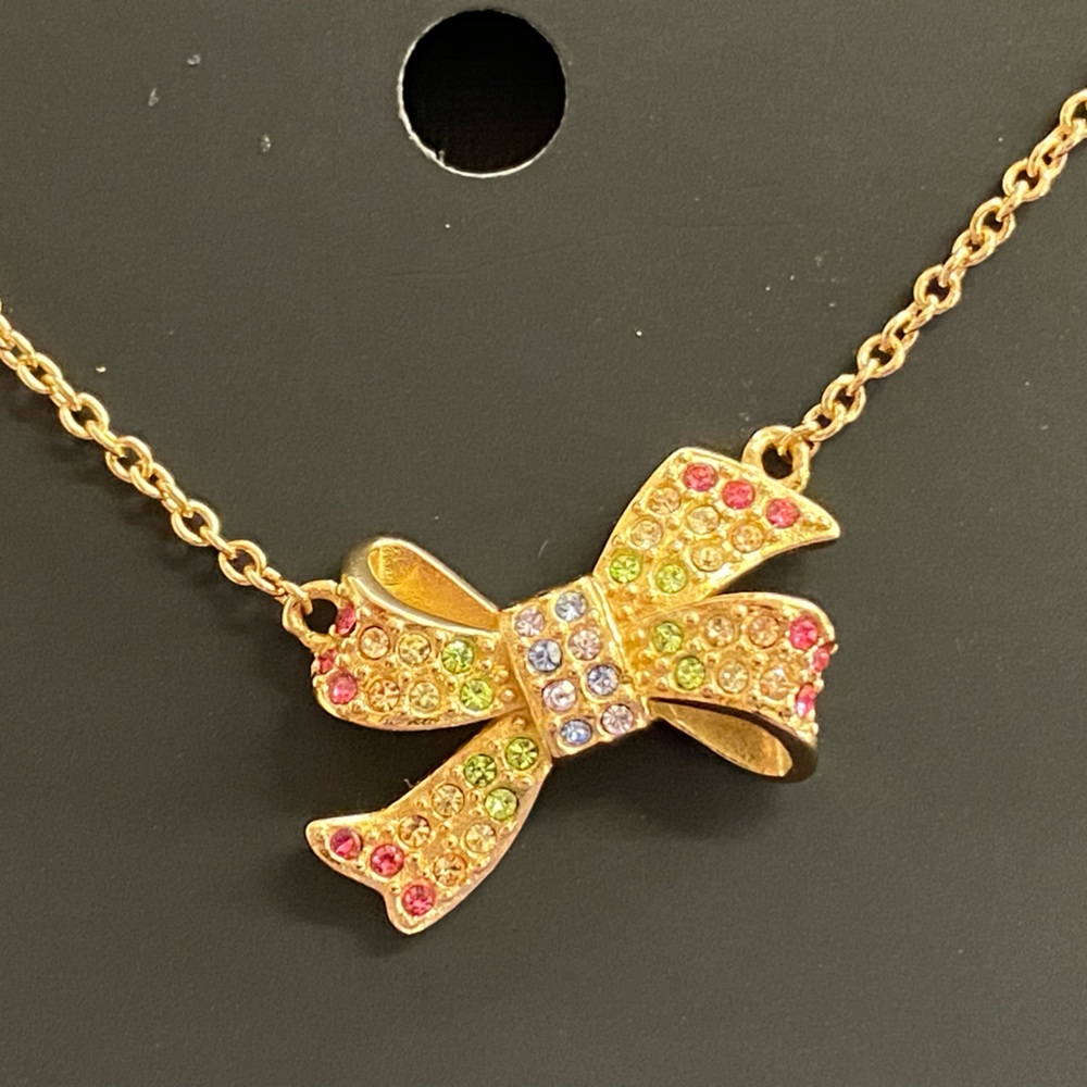 Coach Pave Rainbow Ribbon Necklace 16-18”